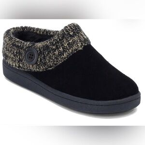 Clarks Suede Leather Indoor Outdoor Slippers Collar Clog Plush Faux Fur Lining 6